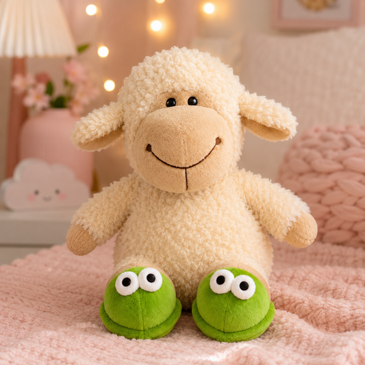 Ovelha de Pelúcia com Pantufa de Sapinho