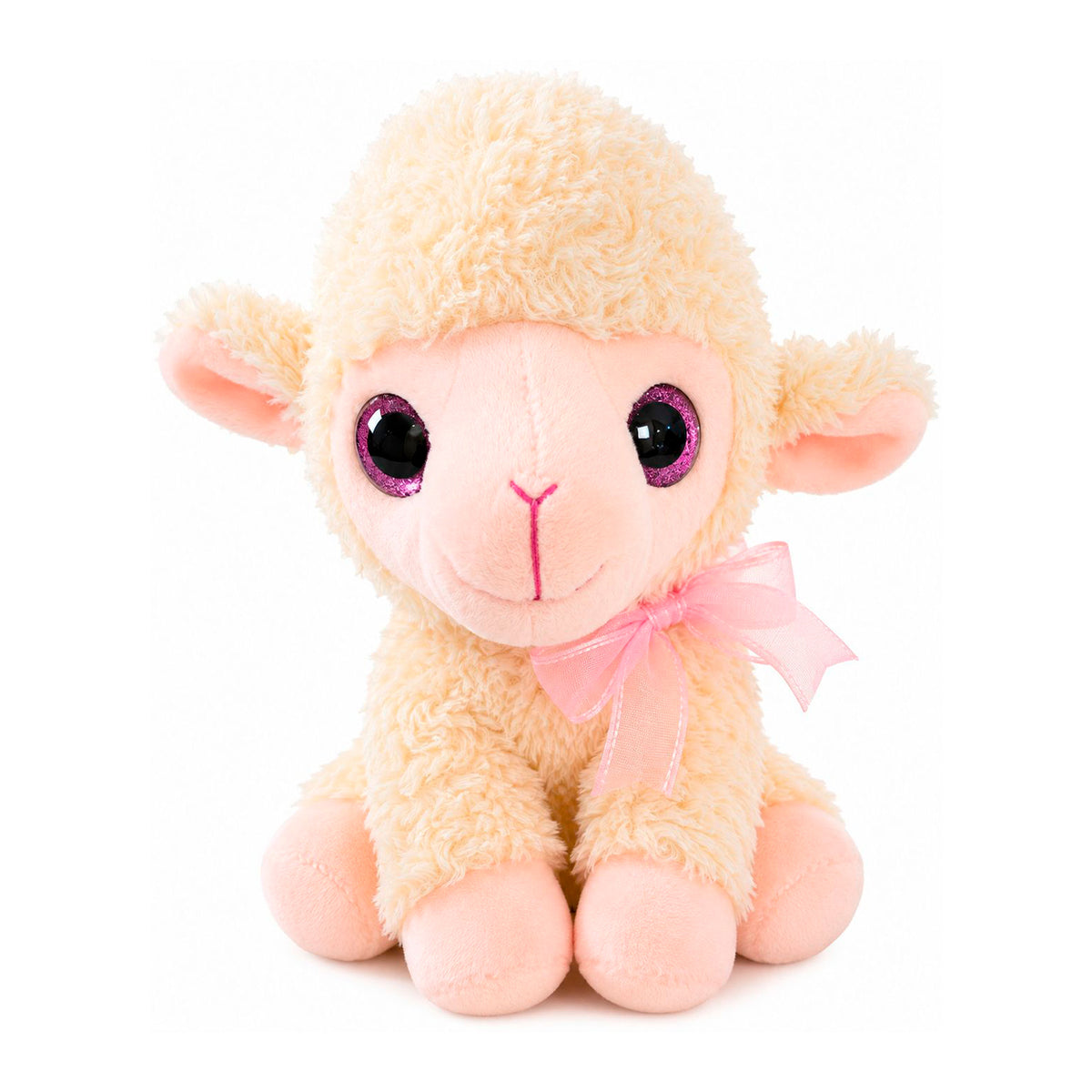 Ovelha de Pelúcia Rosa com Laço